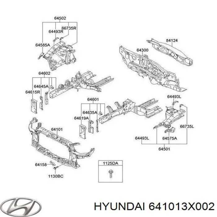 Супорт радіатора в зборі/монтажна панель кріплення фар 641013X002 Hyundai/Kia