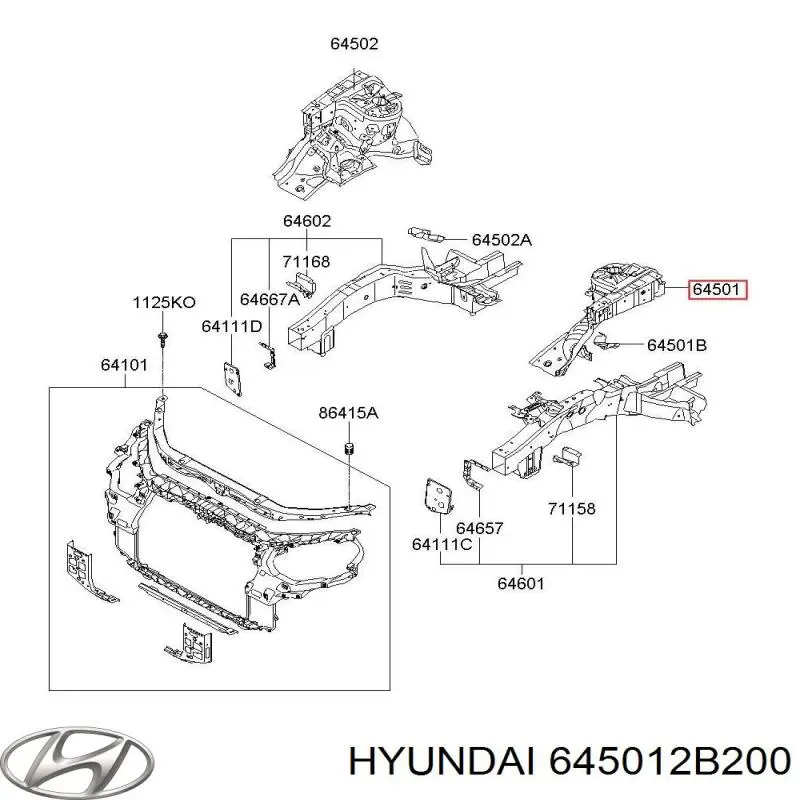 Лонжерон рами передній лівий Hyundai/Kia 645012B200 ціна, від 74.75 USD