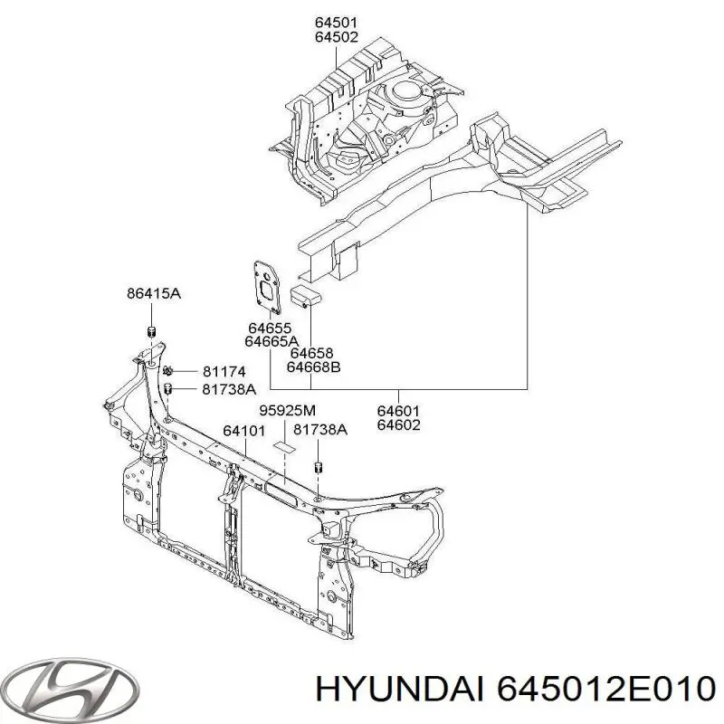 Панель бризковика (лонжерону) моторного відсіку, ліва Hyundai Tucson (JM) (Хендай Таксон)