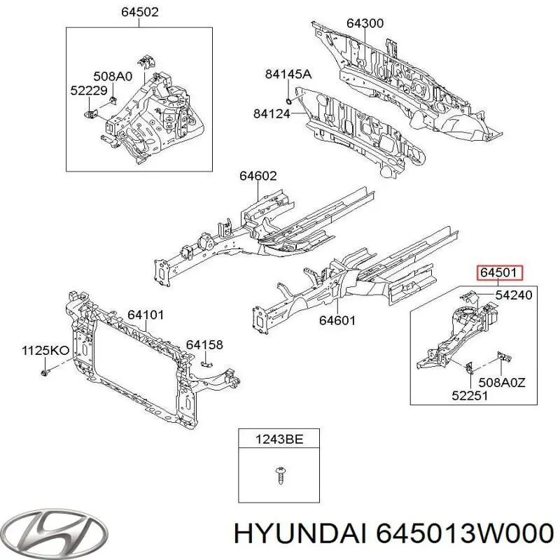 Панель бризковика моторного відсіку, ліва Hyundai/Kia 645013W000 ціна, від 136.05 USD