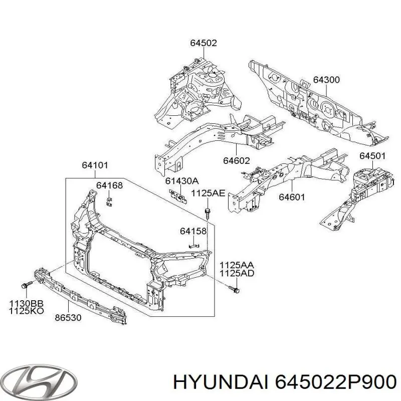 Панель бризковика (лонжерону) моторного відсіку, права Hyundai/Kia 645022P900 ціна, від 253.39 USD