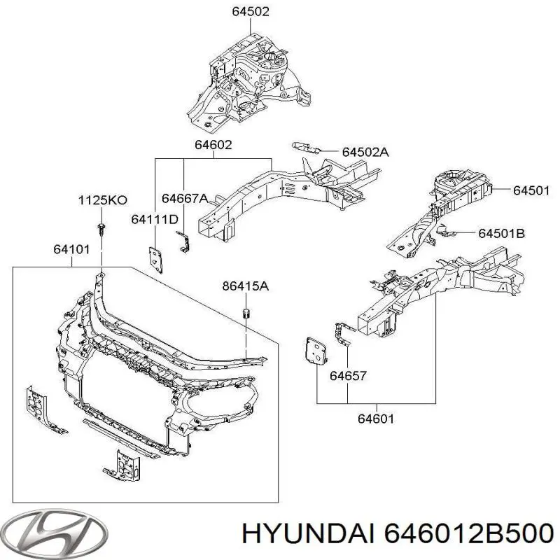 Лонжерон рами передній лівий Hyundai/Kia 646012B500 ціна, від 126.67 USD