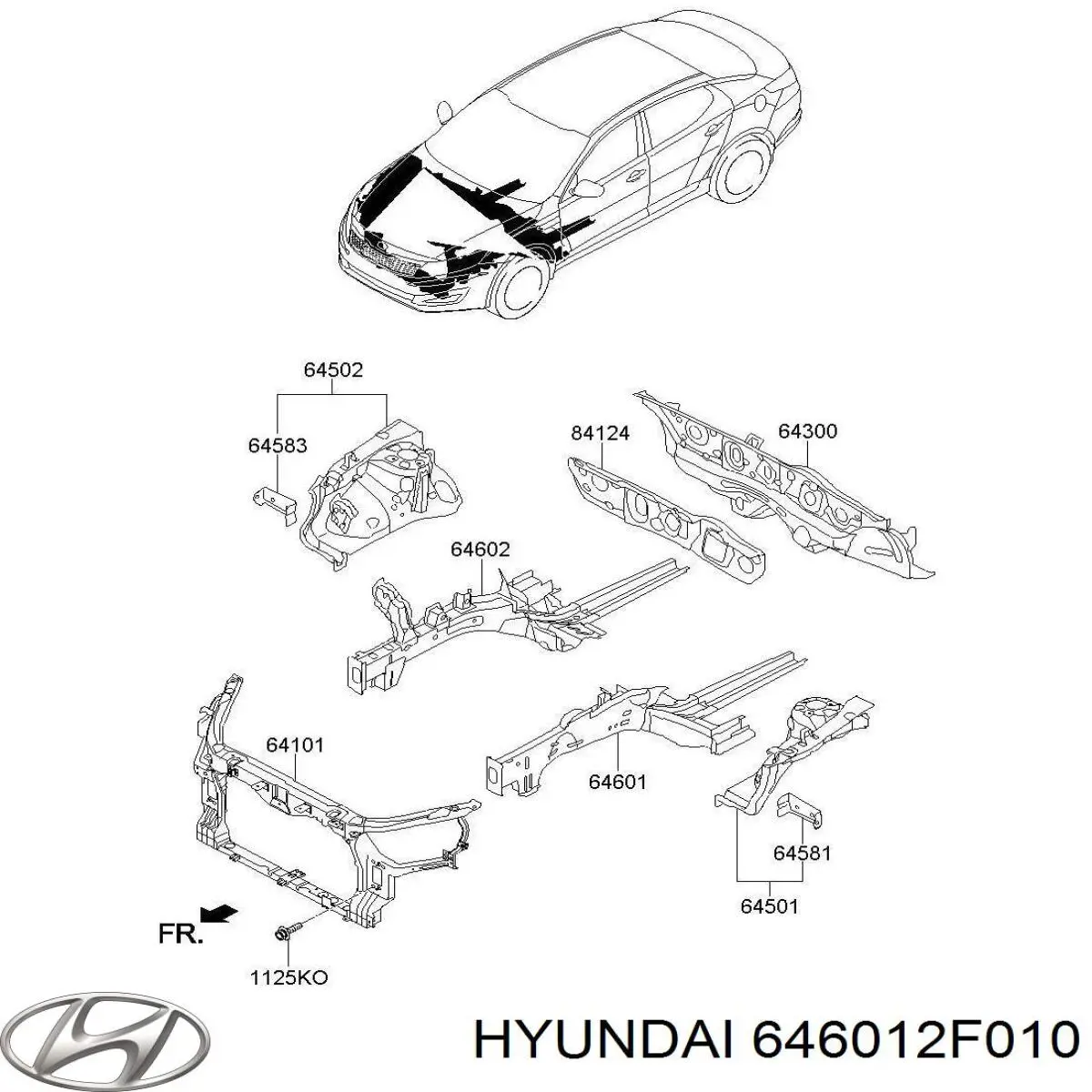 646012F010 Hyundai/Kia лонжерон рами передній лівий