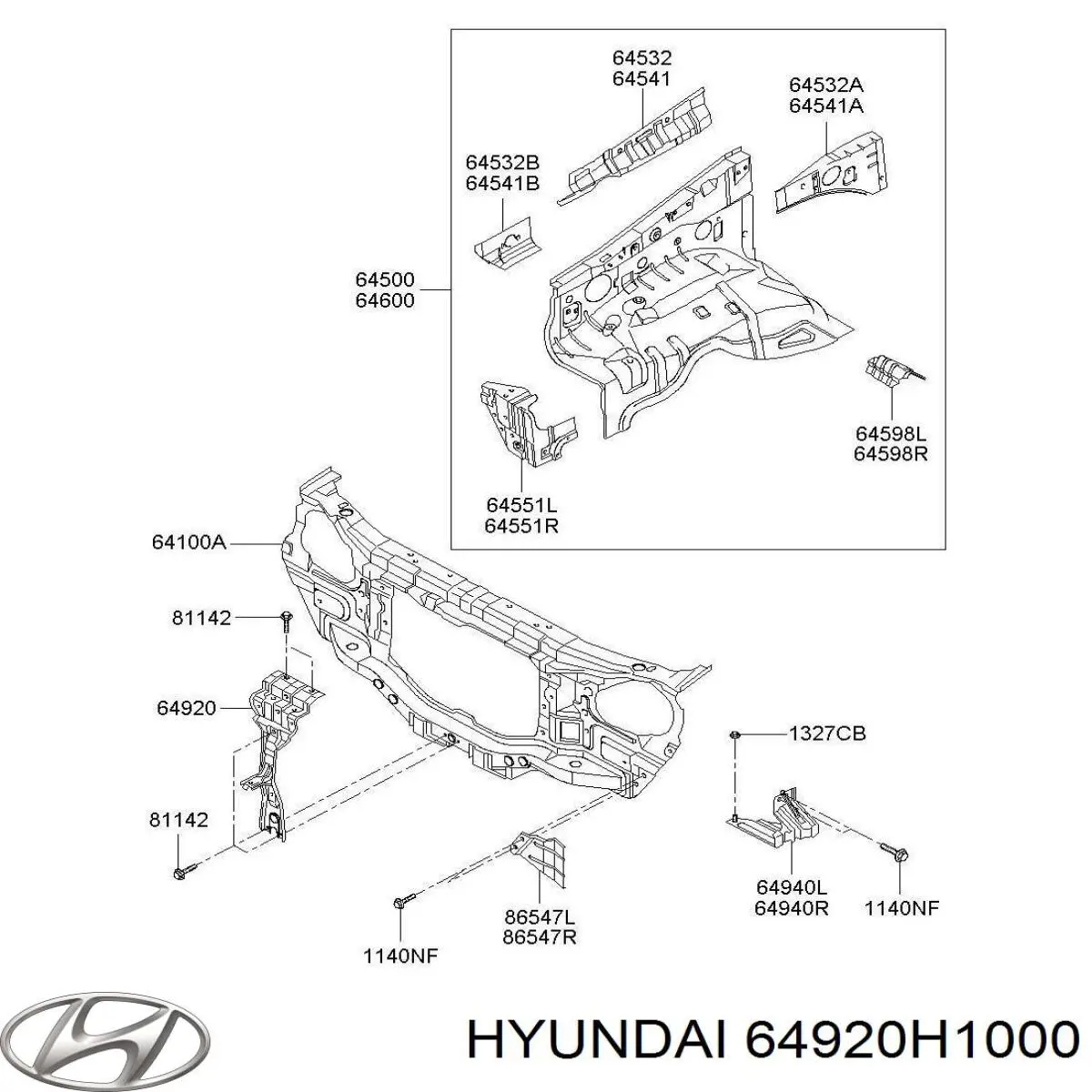 Супорт радіатора вертикальний/монтажна панель кріплення фар Hyundai/Kia 64920H1000 ціна, від 21.65 USD