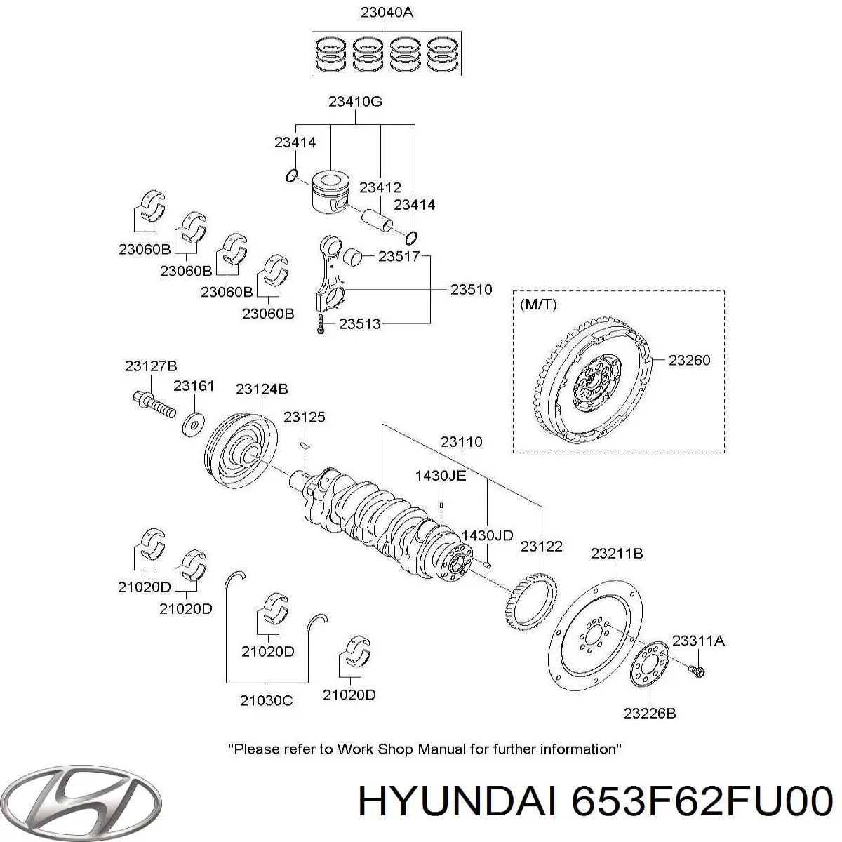 Колінвал двигуна 653F62FU00 Hyundai/Kia