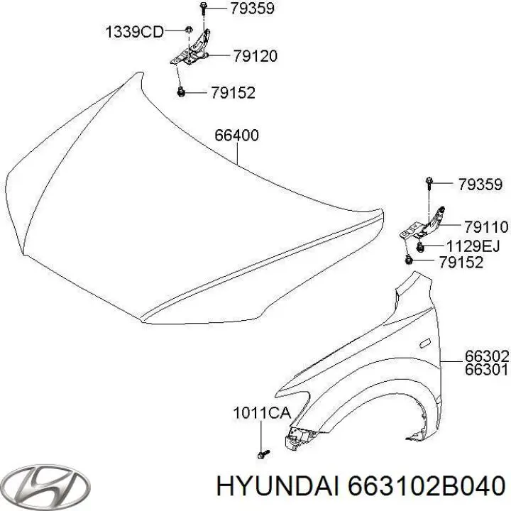 Крило переднє ліве 663100W260 Hyundai/Kia