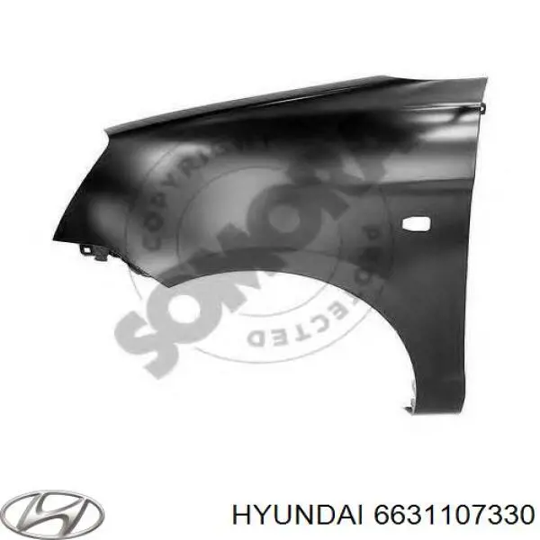 Ліве переднє крило Hyundai/Kia 6631107330 ціна, від 40.83 USD
