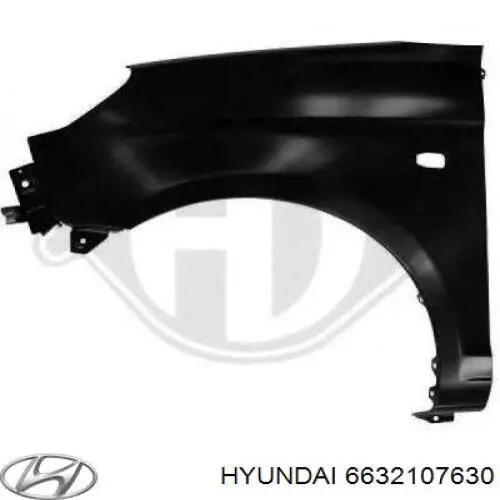 6632107630 Hyundai/Kia крило переднє праве