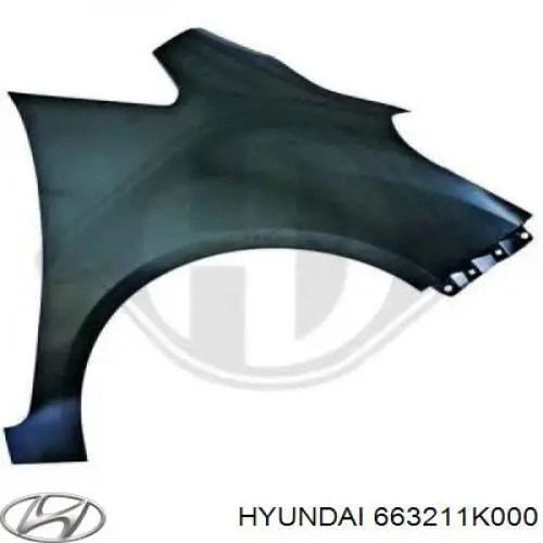 Крило переднє праве Hyundai/Kia 663211K000 ціна, від 146.61 USD