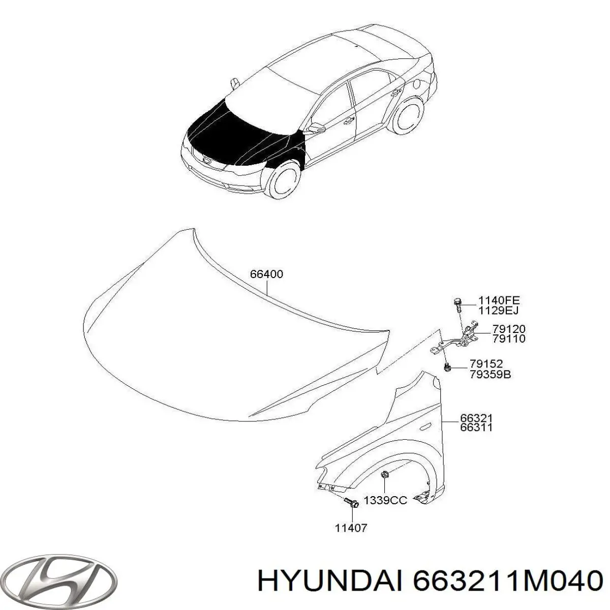 Крила 663211M040 Hyundai/Kia