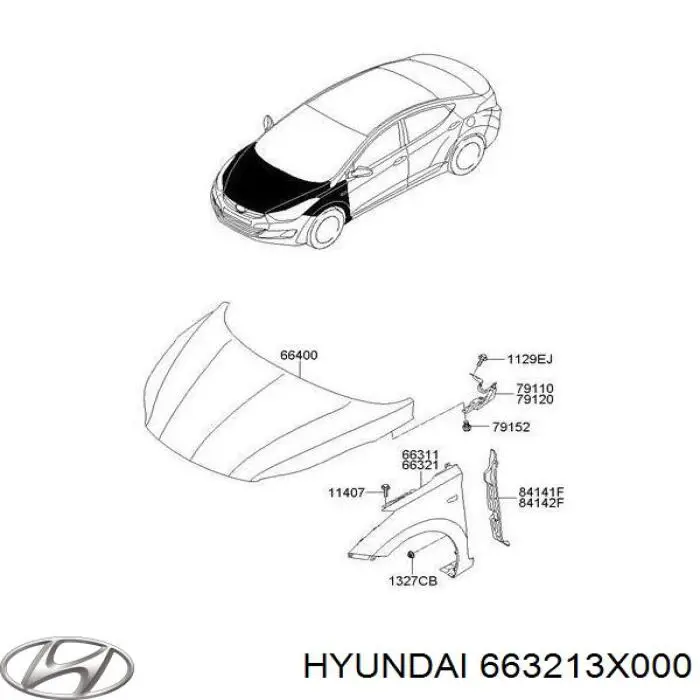 663213X000 Hyundai/Kia крило переднє праве