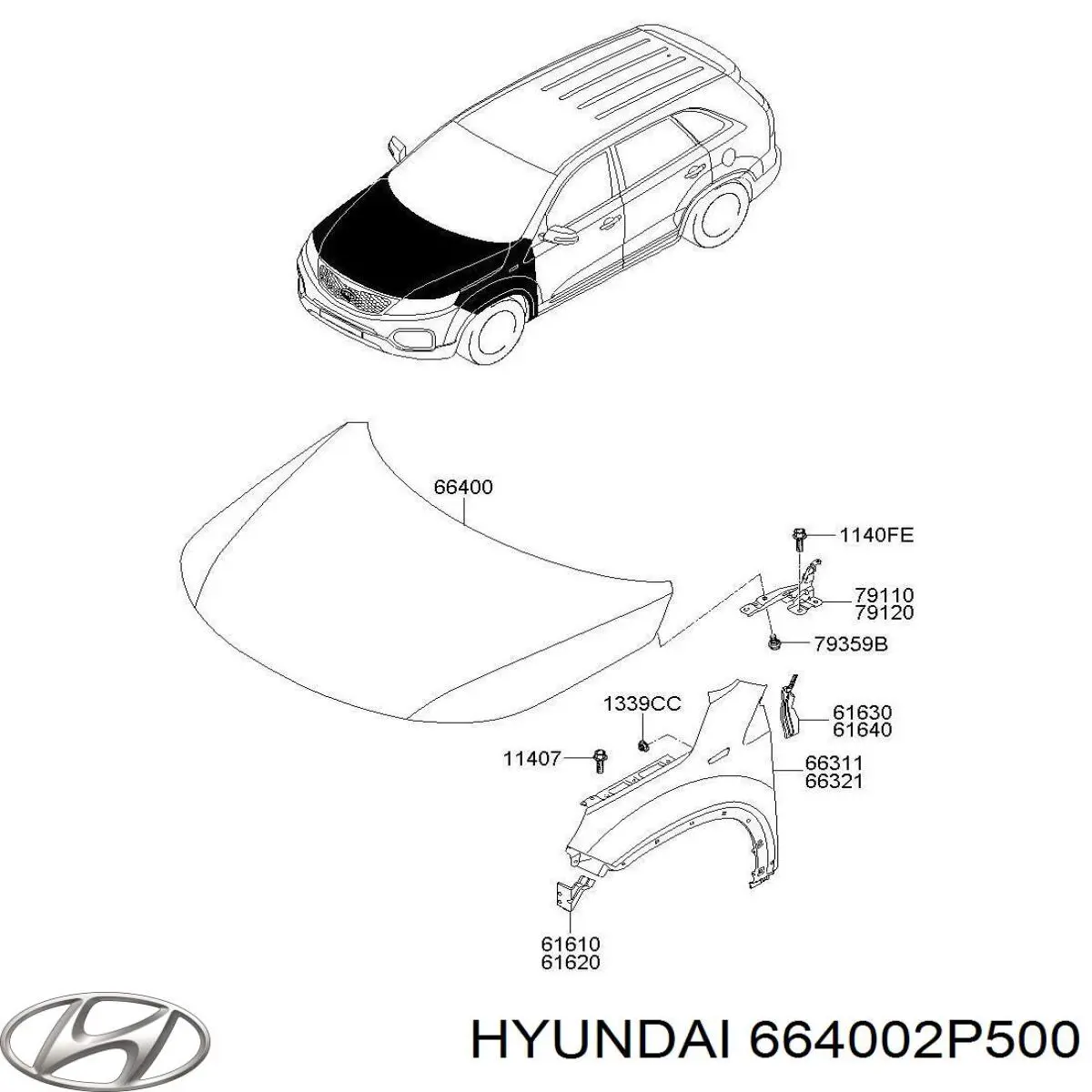 664002P500 Hyundai/Kia Капот