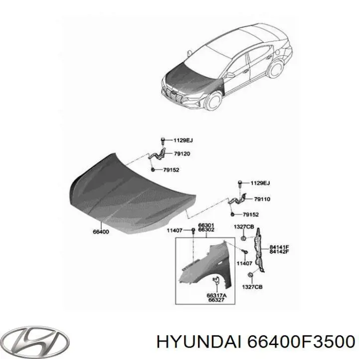 66400F3500 Hyundai/Kia Капот