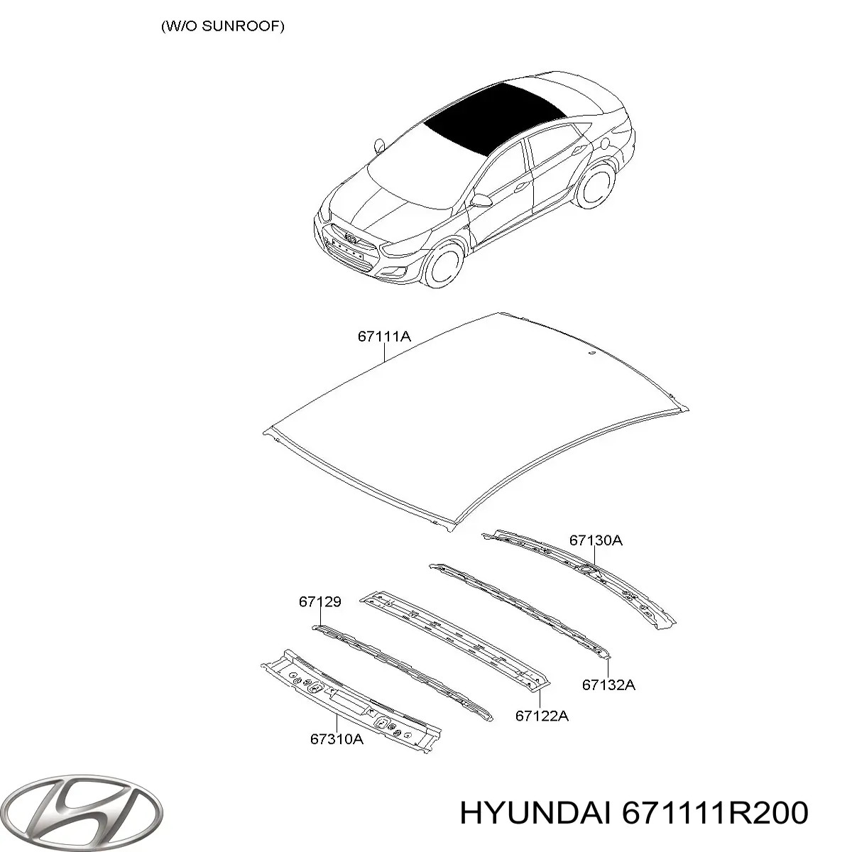 Дах кабіни в зборі Hyundai/Kia 671111R200 ціна, від 201.82 USD