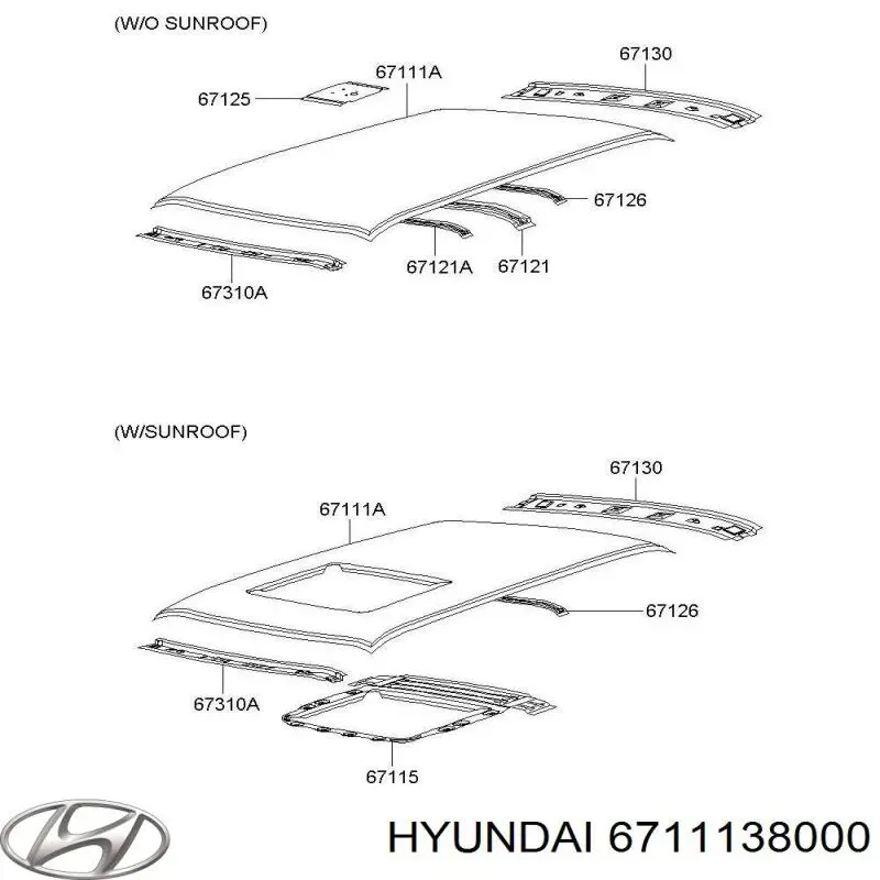 Дах кабіни в зборі Hyundai/Kia 6711138000 ціна, від 324.59 USD
