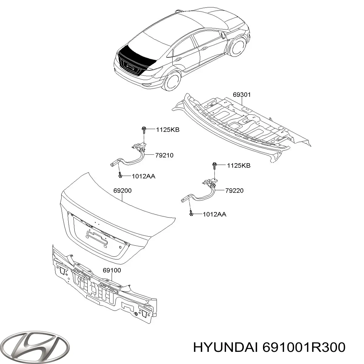 Панель задня, багажного відсіку Hyundai Accent (SB) (Хендай Акцент)