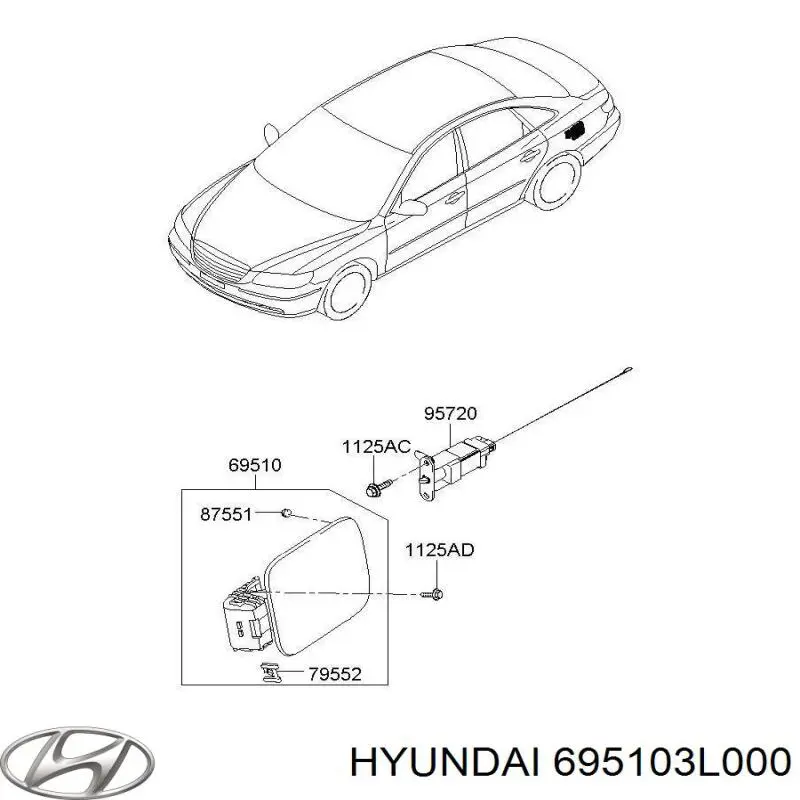 Лючок бензобака/паливного бака Hyundai Grandeur (TG) (Хендай Грандер)