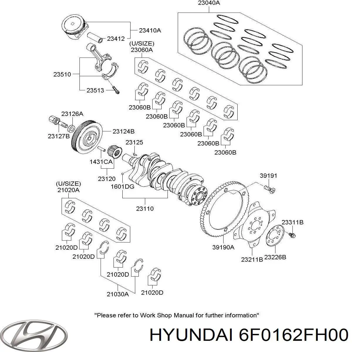 Вал колінчастий і маховик Hyundai/Kia 6F0162FH00 ціна, від 820.44 USD