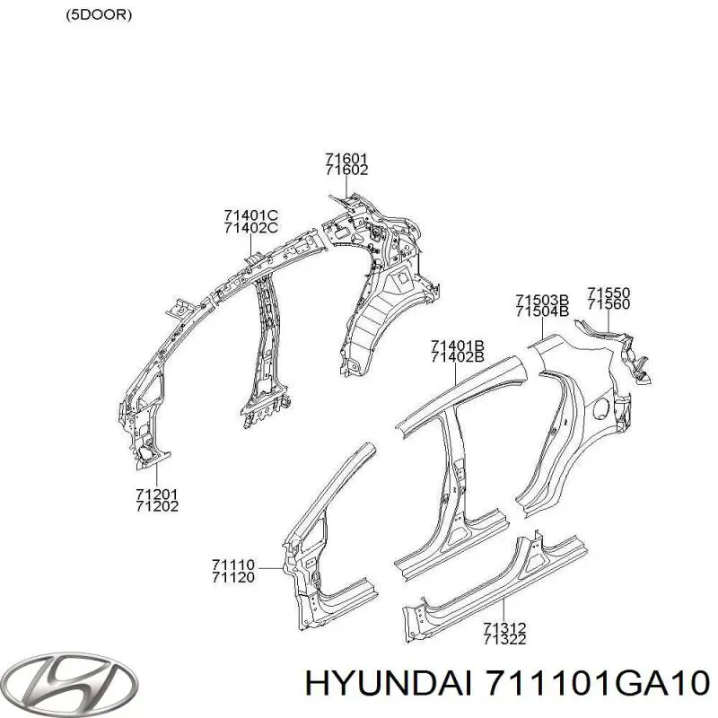 Стійка кузова передня, ліва Hyundai/Kia 711101GA10 ціна, від 88.69 USD