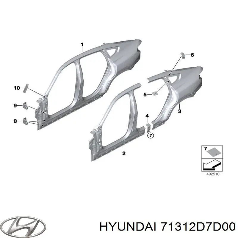 Поріг зовнішній лівий Hyundai/Kia 71312D7D00 ціна, від 264.79 USD