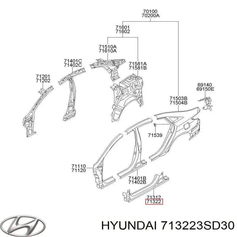 713223SD30 Hyundai/Kia Поріг зовнішній правий