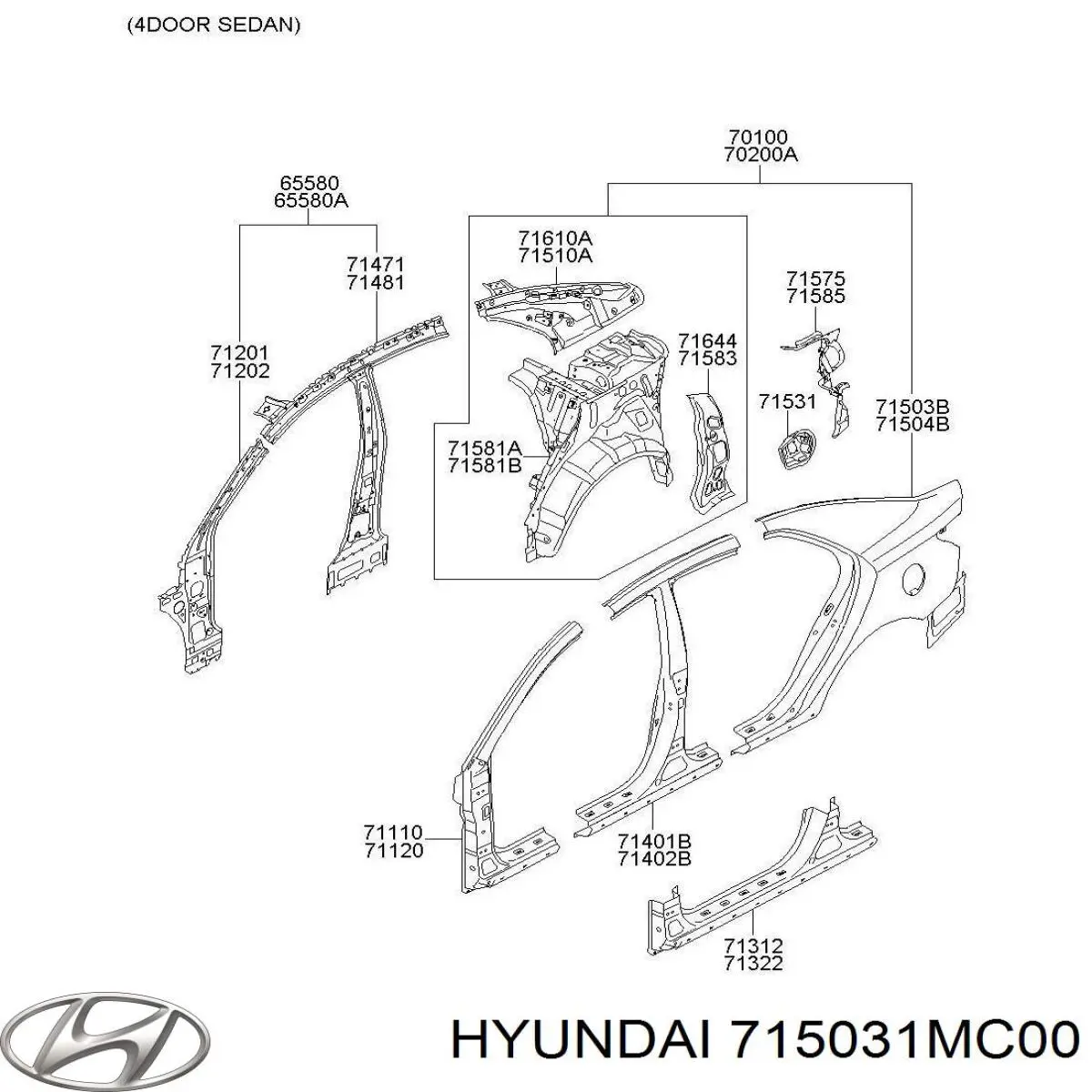 715031MC10 Hyundai/Kia Бічна частина задня ліва