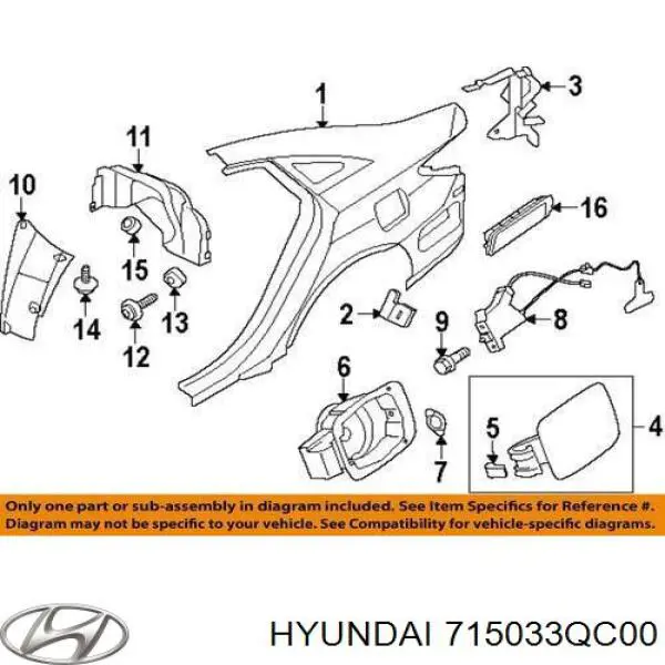 Купити 715033QC00 Hyundai/Kia Крило заднє ліве