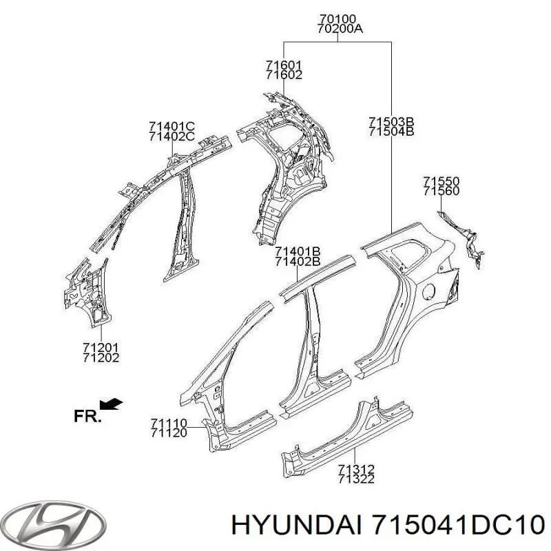 Бічна частина задні праві Hyundai/Kia 715041DC10 ціна, від 167.16 USD