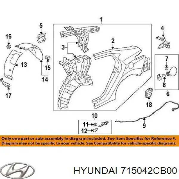 715042CB00 Hyundai/Kia крило заднє праве