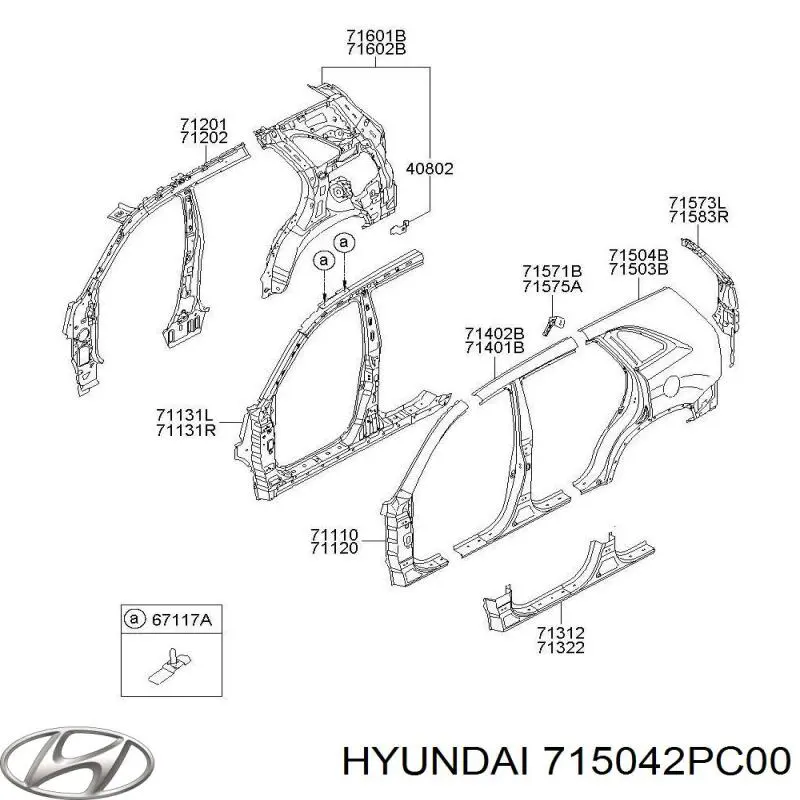 715042PC00 Hyundai/Kia крило заднє праве