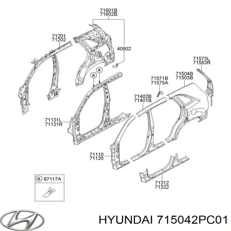 715042PC01 Hyundai/Kia крило заднє праве