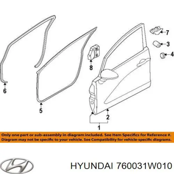 760031W010 Hyundai/Kia Дверь передня ліва