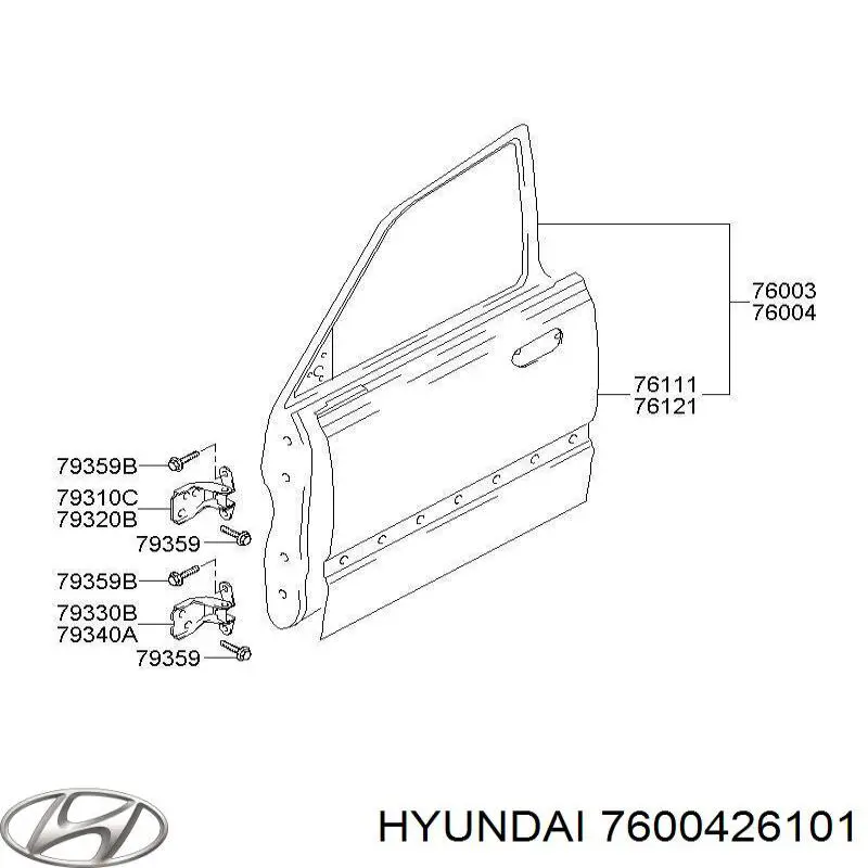 7600426101 Hyundai/Kia двері передні, праві
