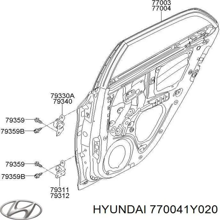 770041Y020 Hyundai/Kia Двері пасажирські задні праві