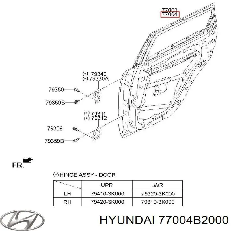 77004B2000 Hyundai/Kia Двері пасажирські задні праві
