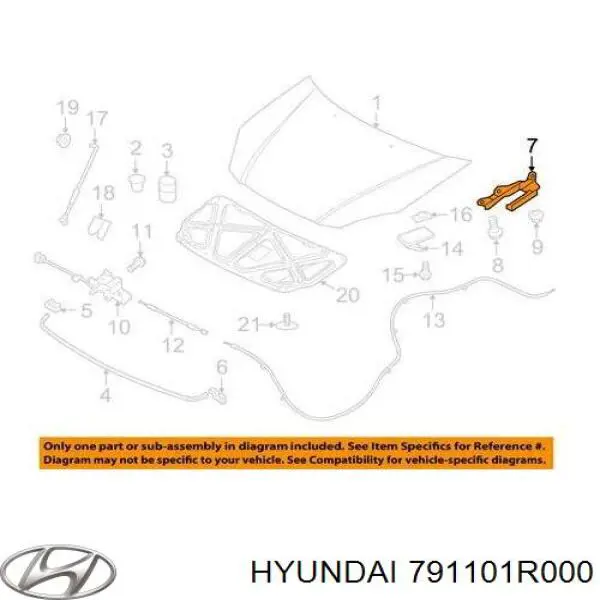 Петля капота, ліва Hyundai/Kia 791101R000 ціна, від 16.26 USD
