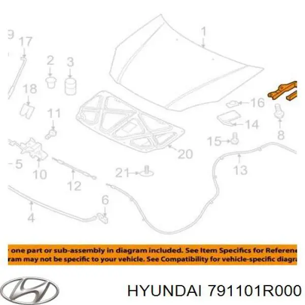 Петля капота, ліва Hyundai SOLARIS (SBR11) (Хендай Соляріс)