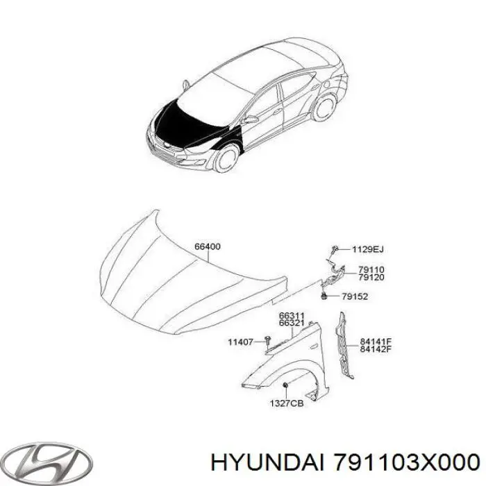 Петля капота, ліва Hyundai Elantra (MD) (Хендай Елантра)