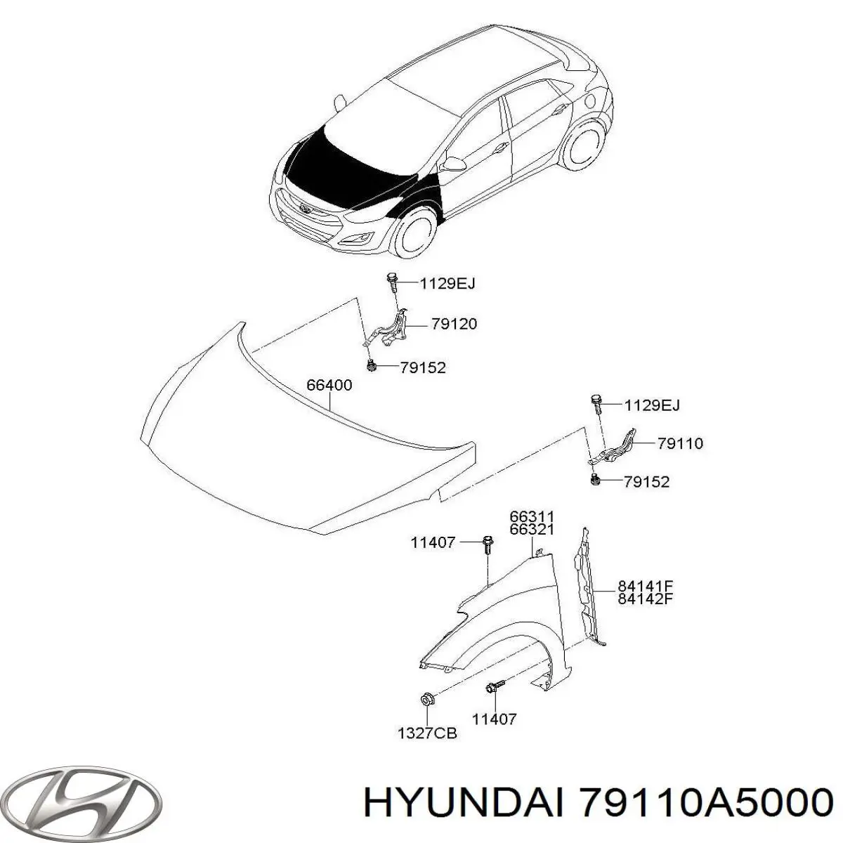 79110A5000 Hyundai/Kia Завіс капота, лівий