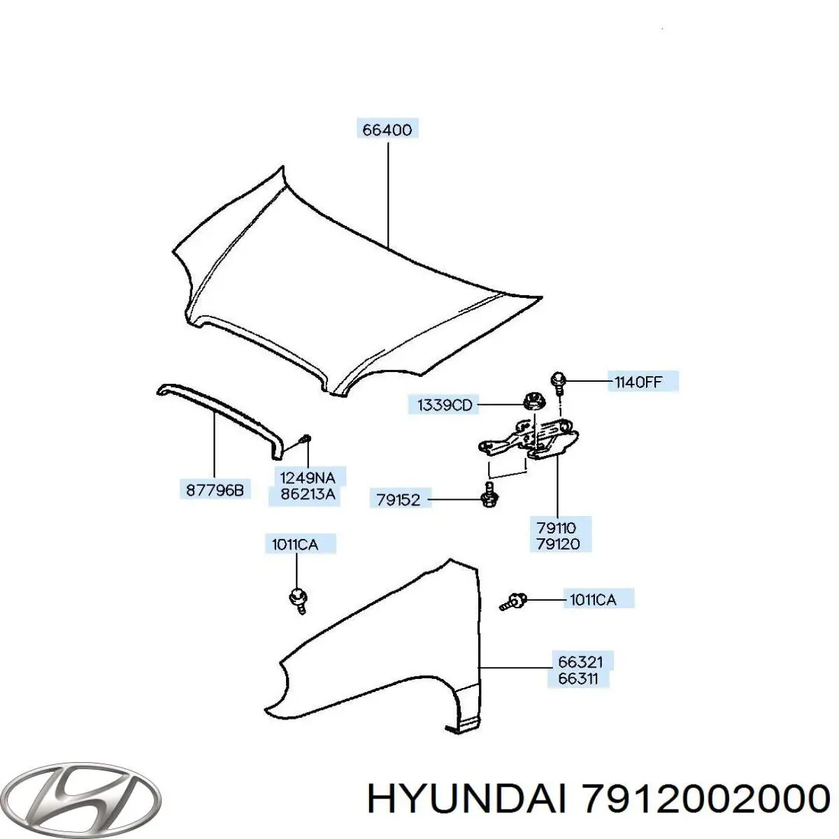 Петля капота, права Hyundai Atos (MX) (Хендай Атос)