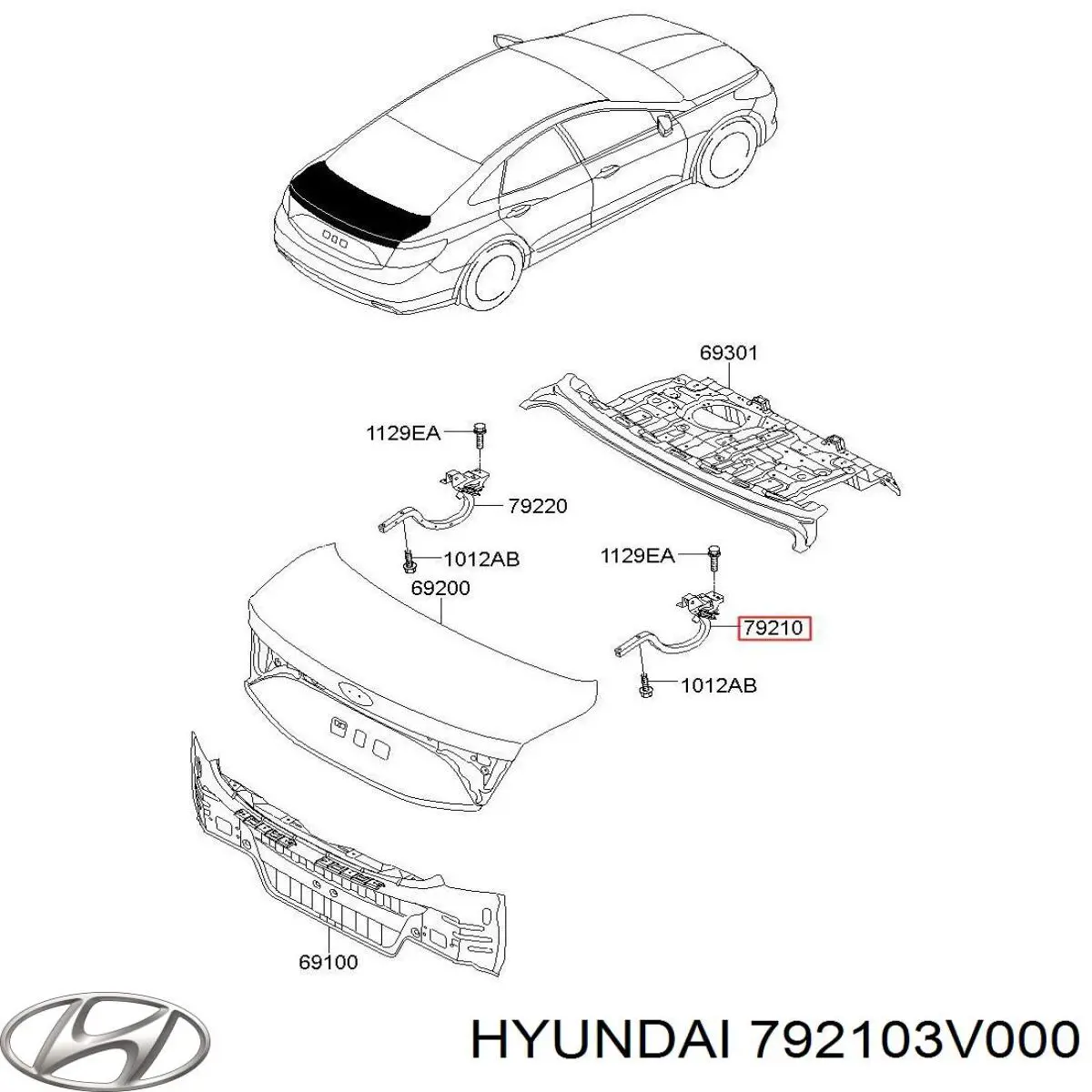 Завіса кришки багажника Hyundai/Kia 792103V000 ціна, від 50.56 USD
