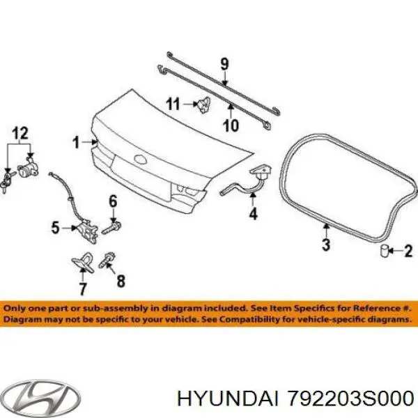 792203S000 Hyundai/Kia Кріплення кришки багажника