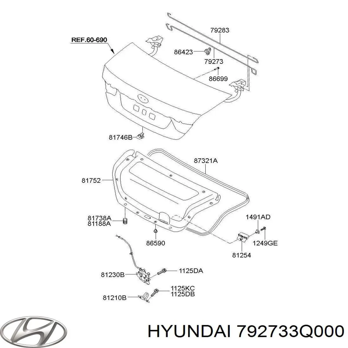 792733Q000 Hyundai/Kia Амортизатор кришки багажника / двері 3/5-ї задньої