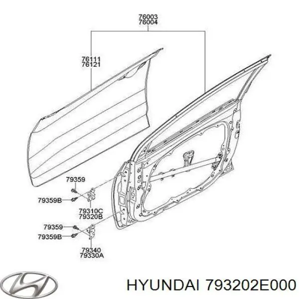Петля передніх дверей, правою Hyundai Elantra (MD) (Хендай Елантра)