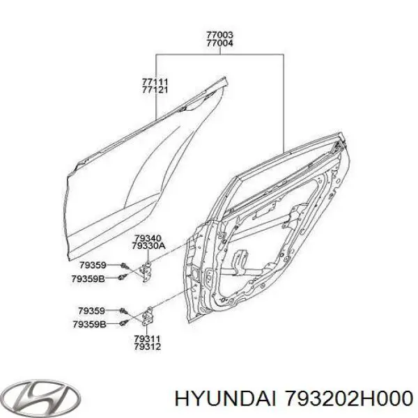 Купити 793202H000 Hyundai/Kia Дверний шарнір задній правий