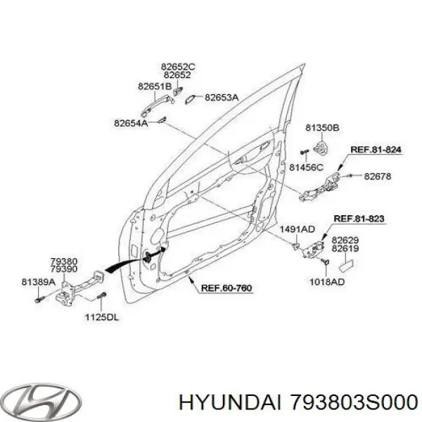 793803S000 Hyundai/Kia Обмежувач відкриття дверей, передній лівий
