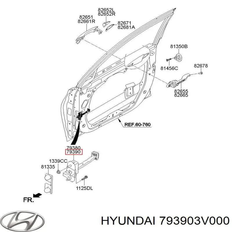793903V000 Hyundai/Kia Обмежувач відкриття дверей, передній правий