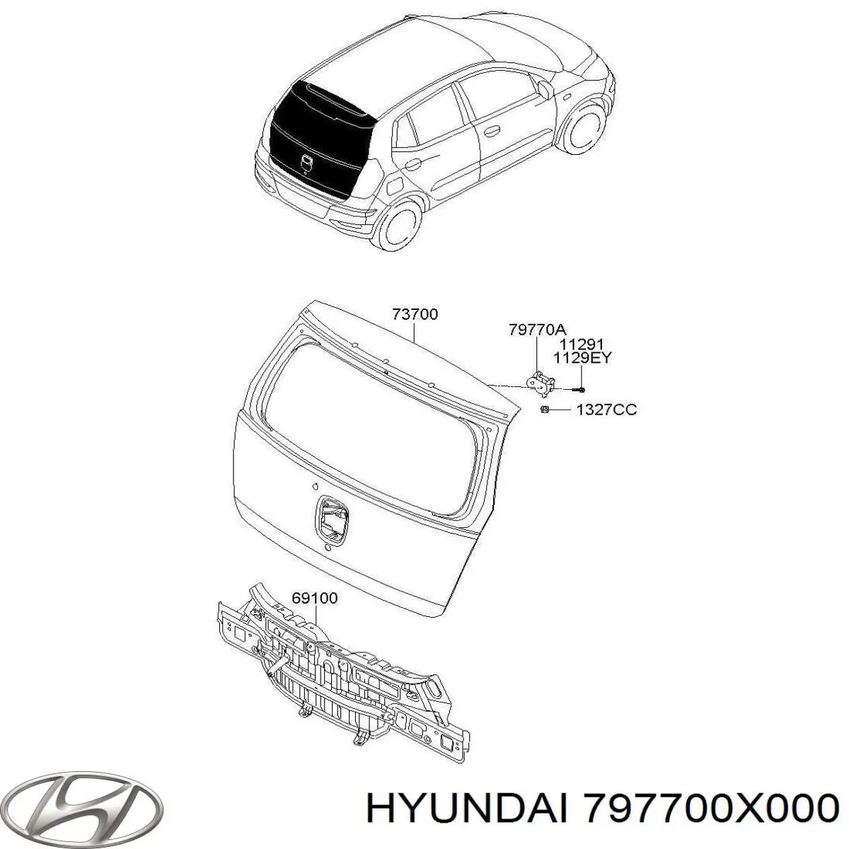 797700X000 Hyundai/Kia Завіса задніх дверей, ляди