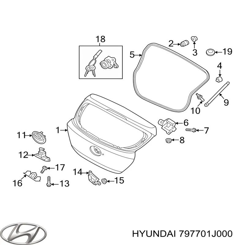 Завіса задніх дверей, ляди Hyundai/Kia 797701J000 ціна, від 12.18 USD