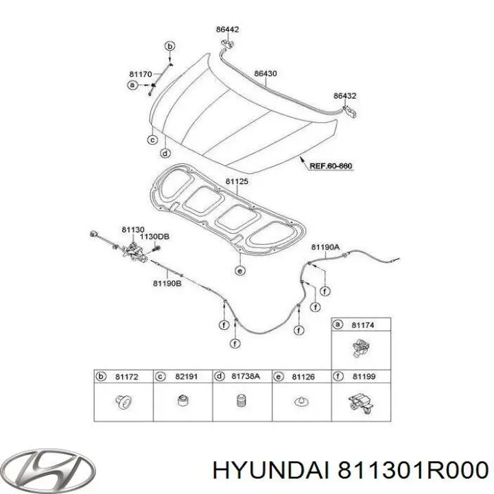 Замок капота Hyundai SOLARIS (SBR11) (Хендай Соляріс)